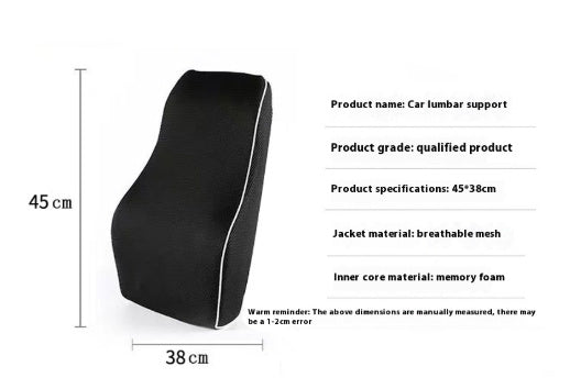 Memory Foam Lumbar Support Pillow – Car Seat Cushion for Back Pain Relief & Posture Support